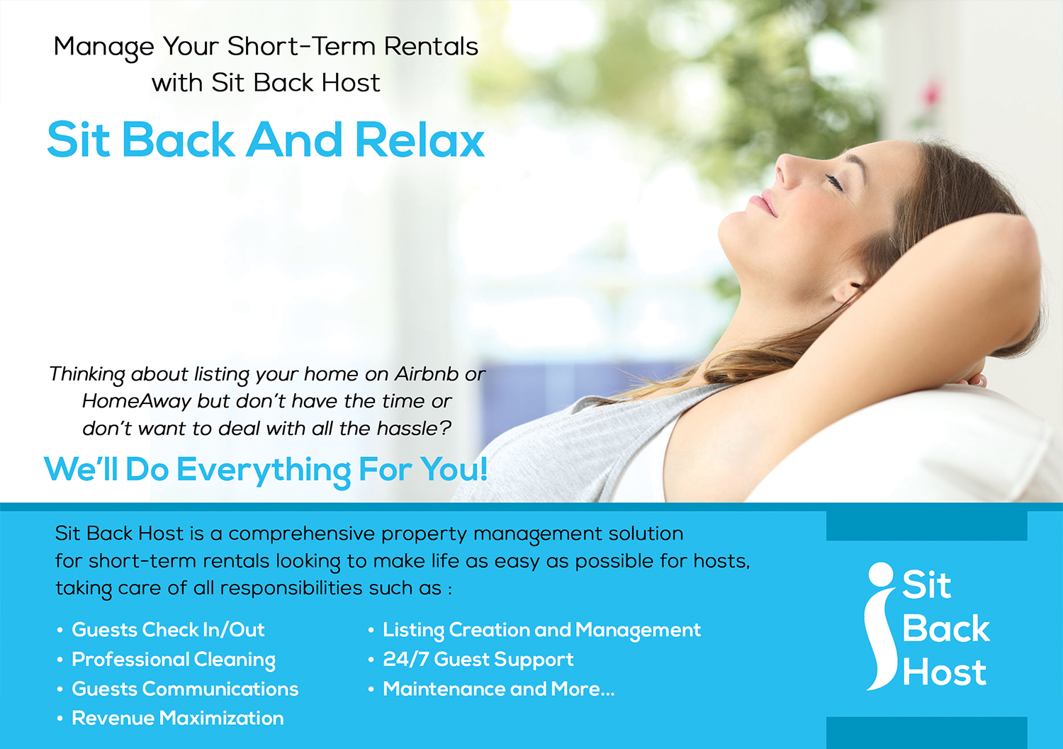 Flyer Design by Akshar Shailesh for Sit Back Host | Design #11345508