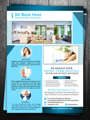 Diseño de Flyer por creative.bugs para Sit Back Host | Diseño: #11306060