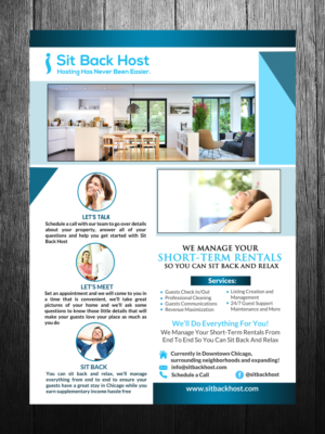 Diseño de Flyer por creative.bugs para Sit Back Host | Diseño: #11306062