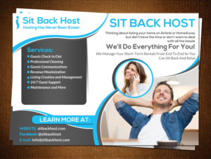 Diseño de Flyer por creative.bugs para Sit Back Host | Diseño: #11332698