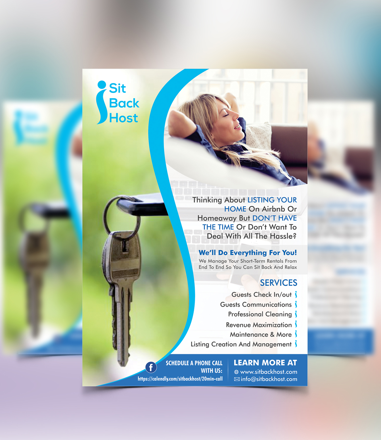 Flyer Design by ecorokerz for Sit Back Host | Design #11306396