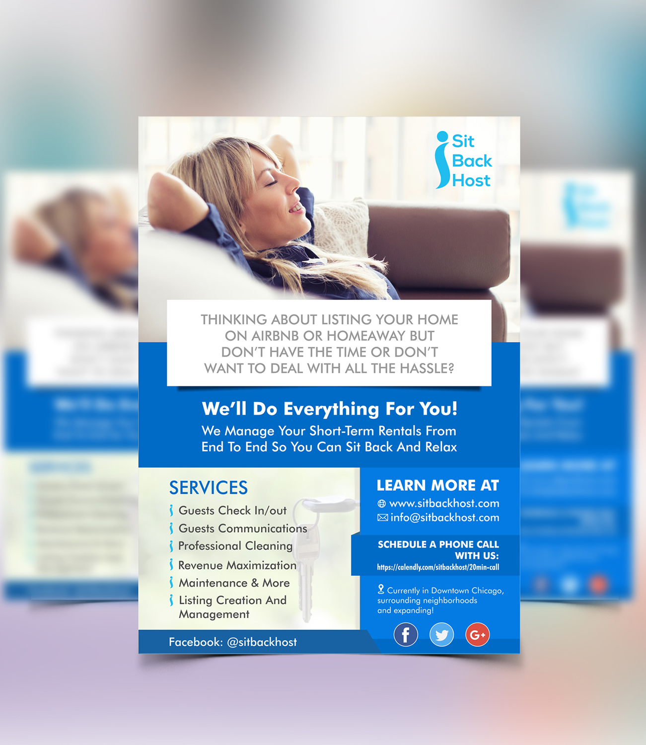 Flyer Design by ecorokerz for Sit Back Host | Design #11306397