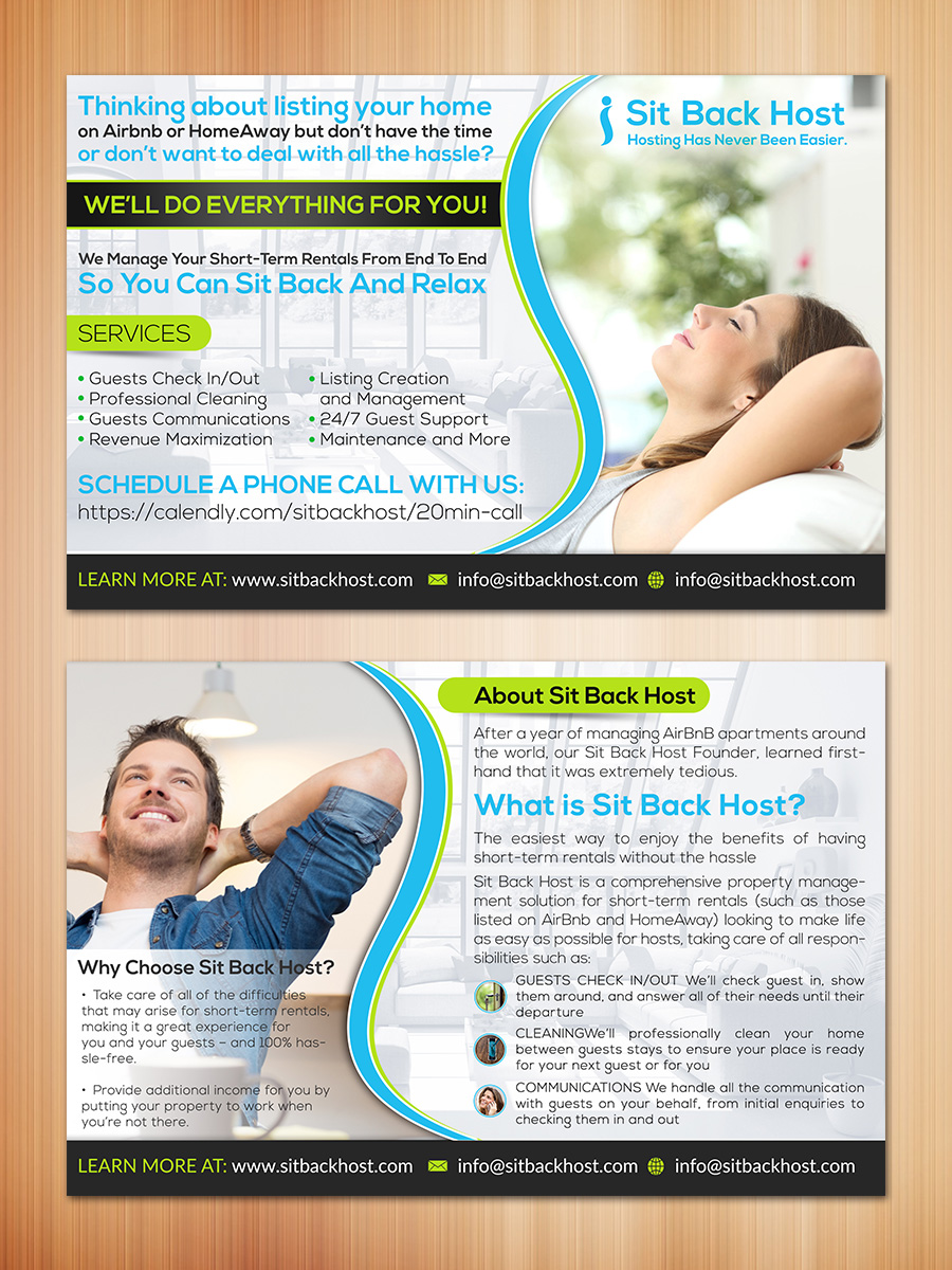 Flyer Design by TSU Creations for Sit Back Host | Design #11316237