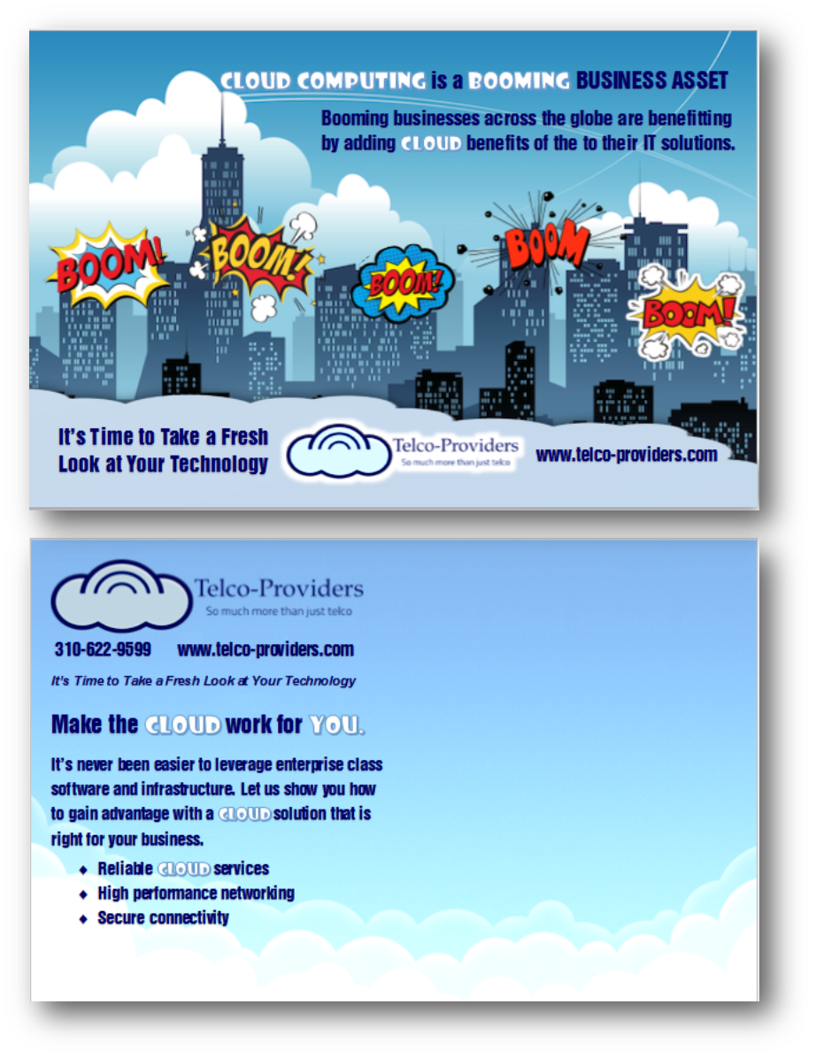 Postcard Design by citygirl17 for Telco-Providers | Design #11326422
