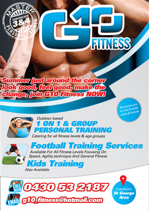 Flyer Design by Rohan Alexander for G10 FITNESS & FUTBOL | Design: #2318092