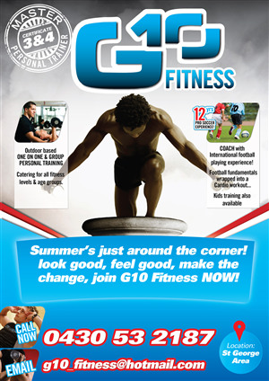 Flyer Design by Rohan Alexander for G10 FITNESS & FUTBOL | Design: #2319449