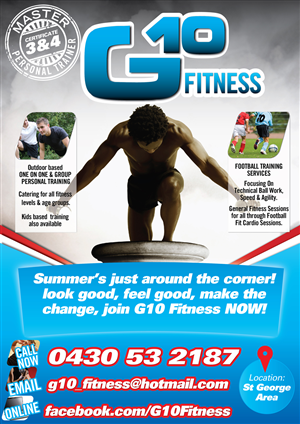 Flyer Design by Rohan Alexander for G10 FITNESS & FUTBOL | Design: #2322092