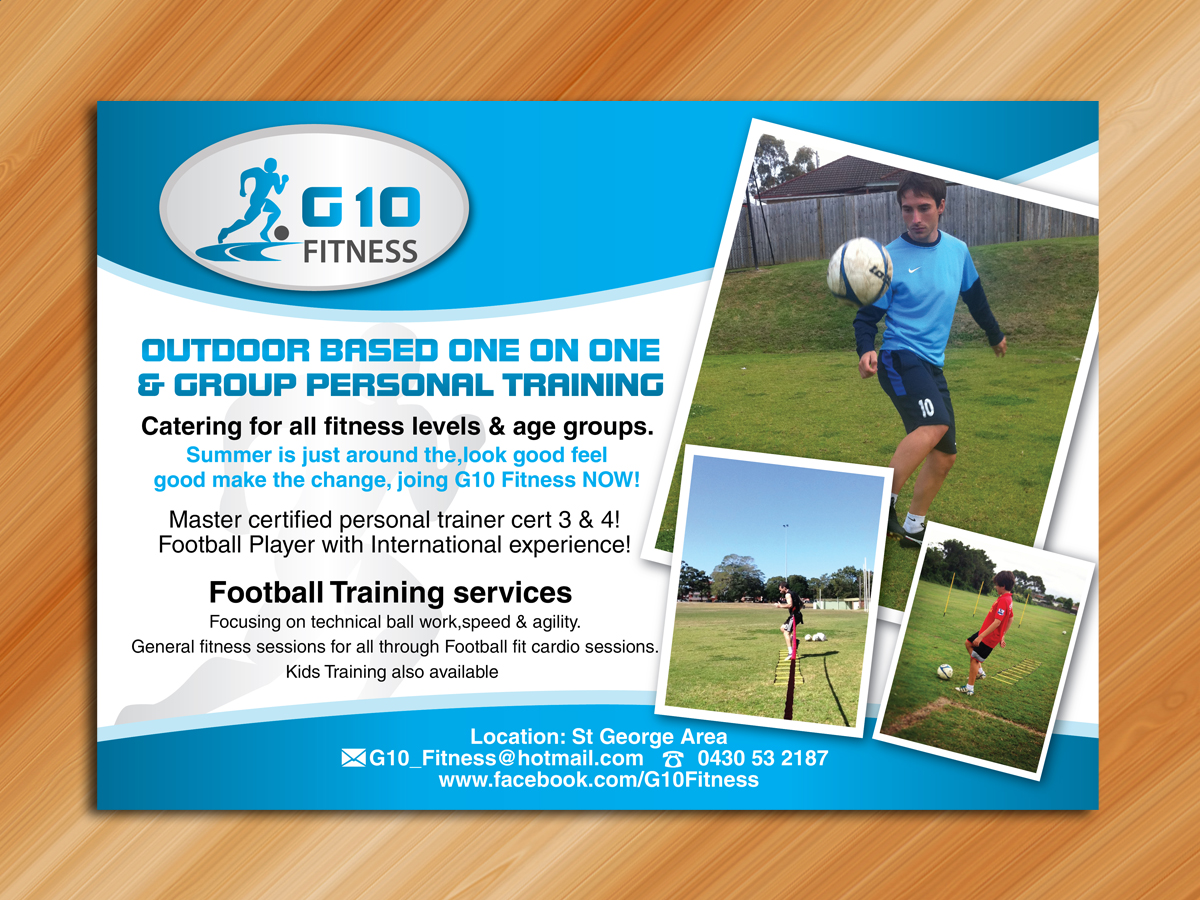 Flyer Design by Sarmishtha Chattopadhyay_loginchange for G10 FITNESS & FUTBOL | Design #2320216