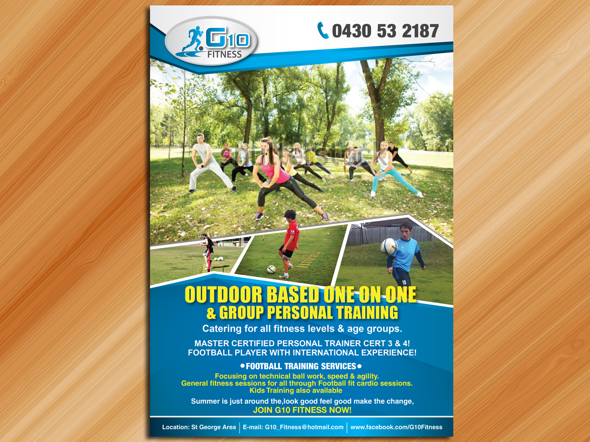 Flyer Design by Sarmishtha Chattopadhyay_loginchange for G10 FITNESS & FUTBOL | Design #2323177