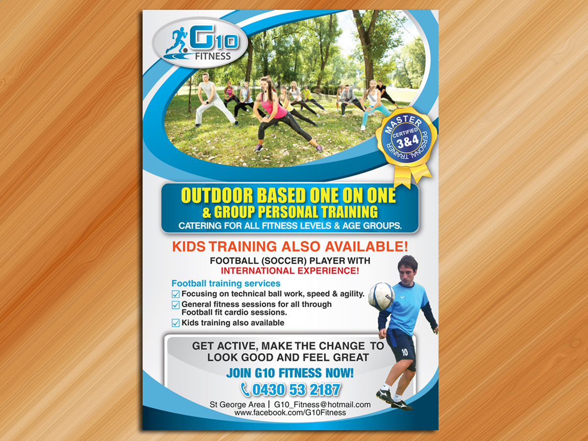Flyer Design by Sarmishtha Chattopadhyay_loginchange for G10 FITNESS & FUTBOL | Design #2328362