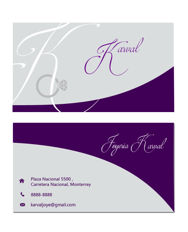 Diseño de Tarjeta de Presentación por miglenamb para Joyeria Karval | Diseño #11390029