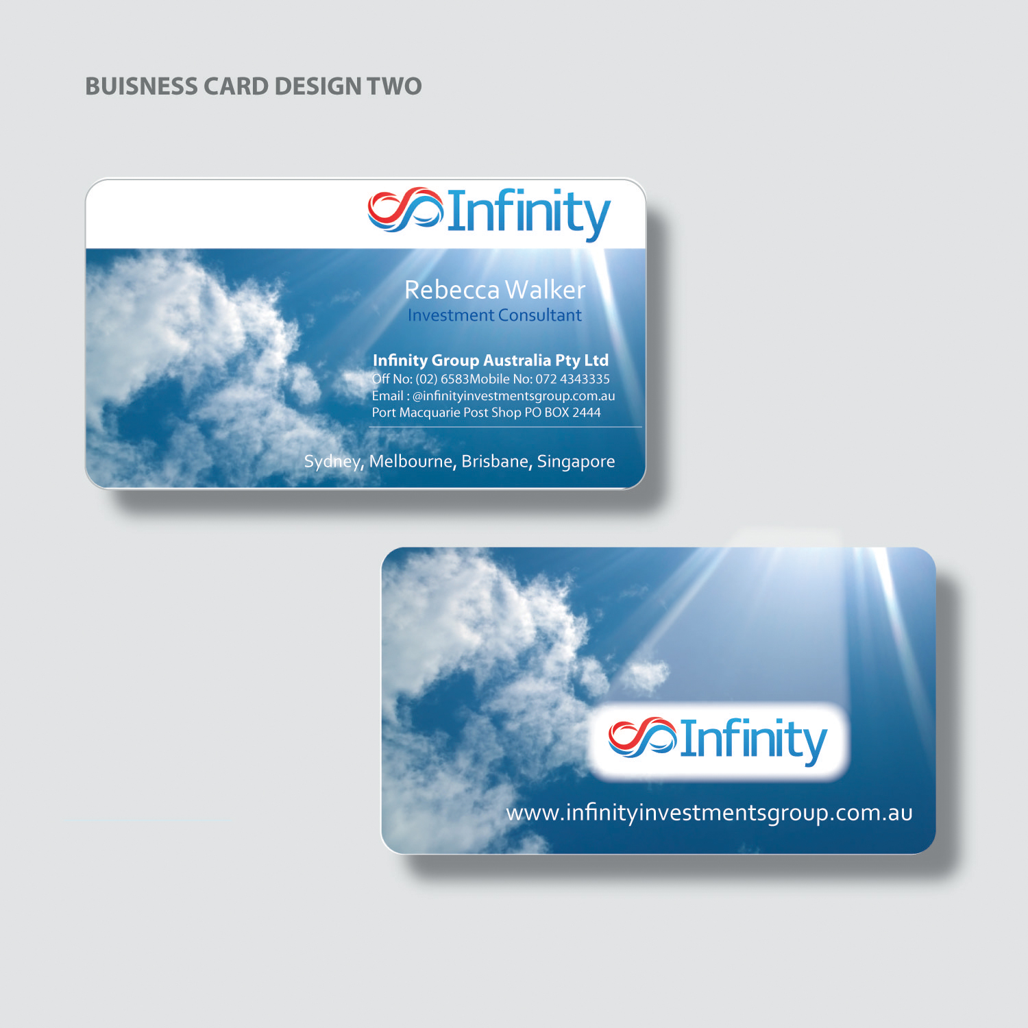 Business Card Design by nirmana1992 for Infinity Group Australia | Design #11374367