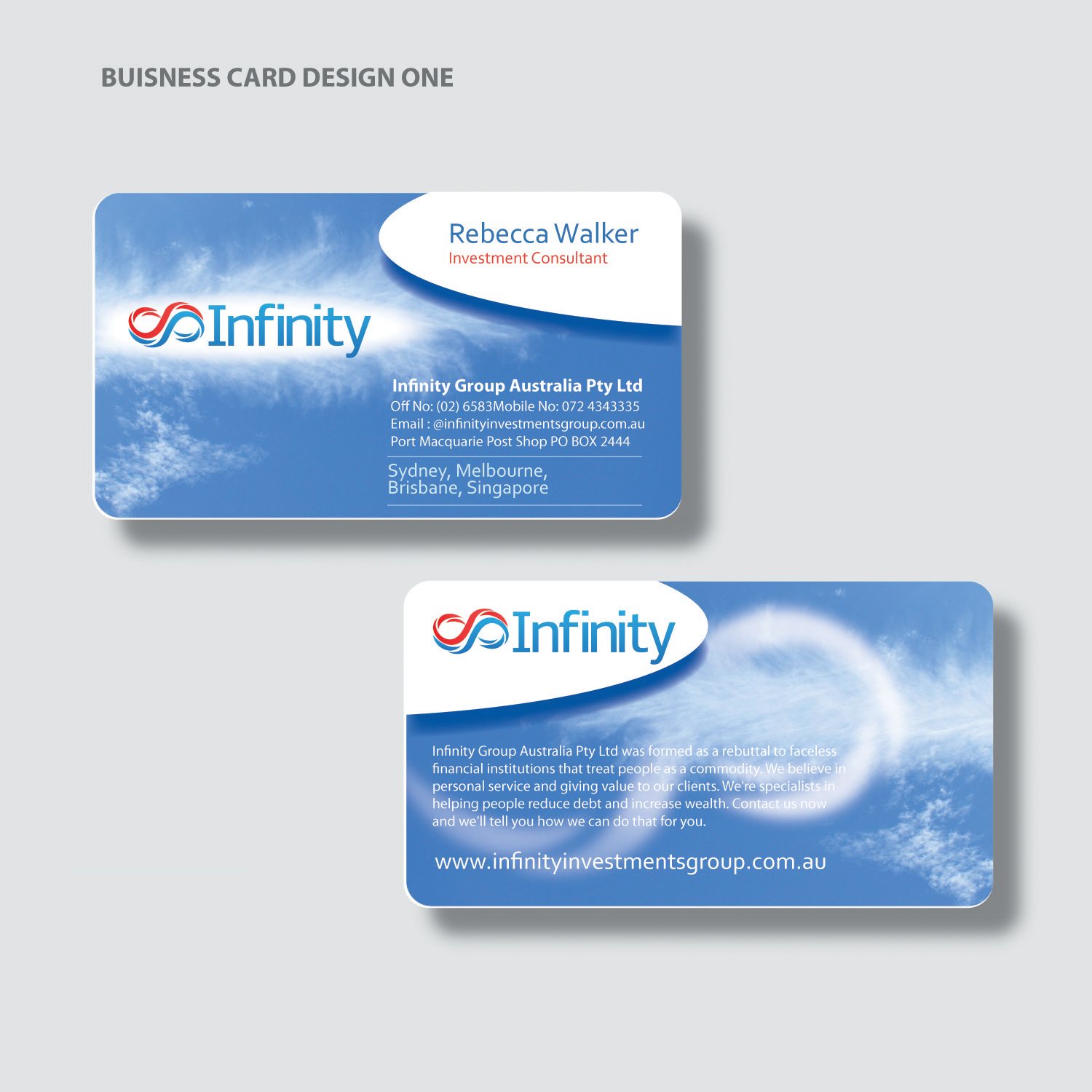 Business Card Design by nirmana1992 for Infinity Group Australia | Design #11374368
