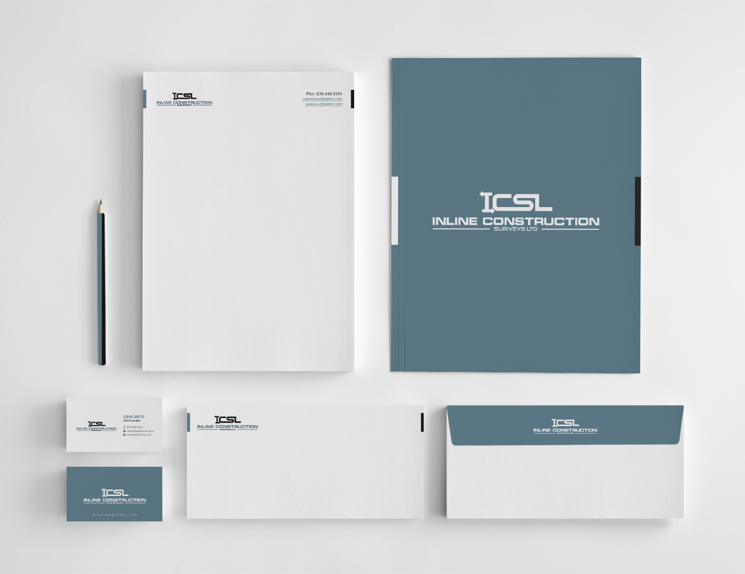 Stationery Design by chandrayaan.creative for Inline Construction Surveys Ltd | Design #11360836