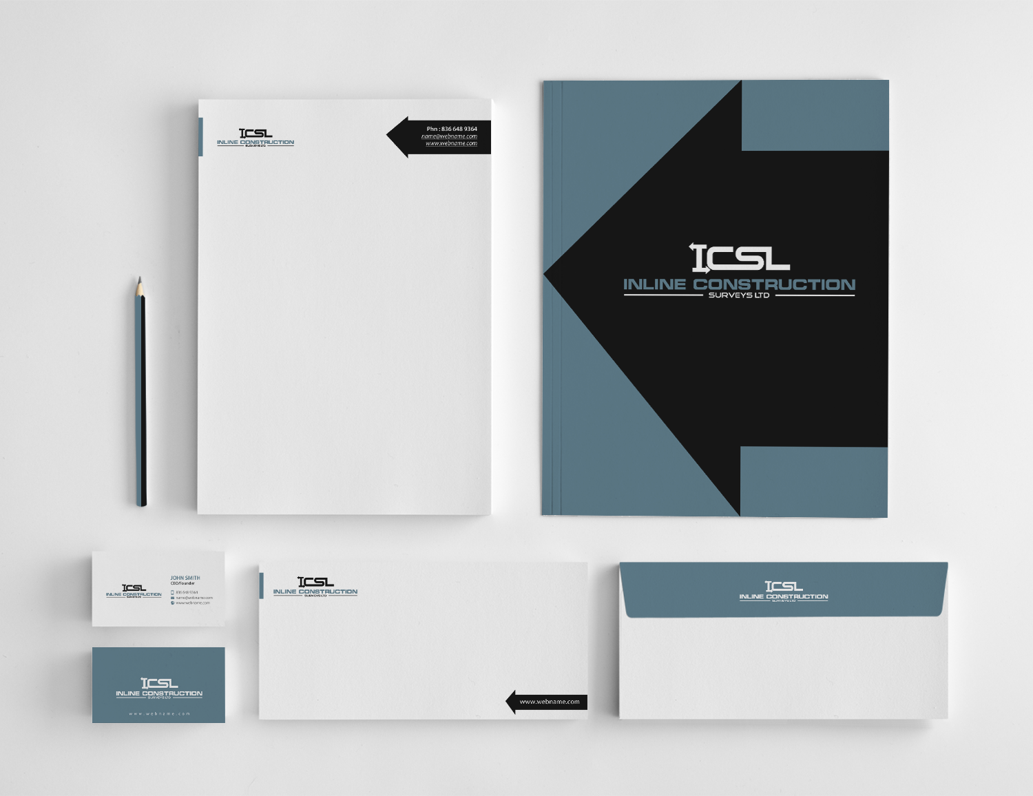 Stationery Design by chandrayaan.creative for Inline Construction Surveys Ltd | Design #11360839