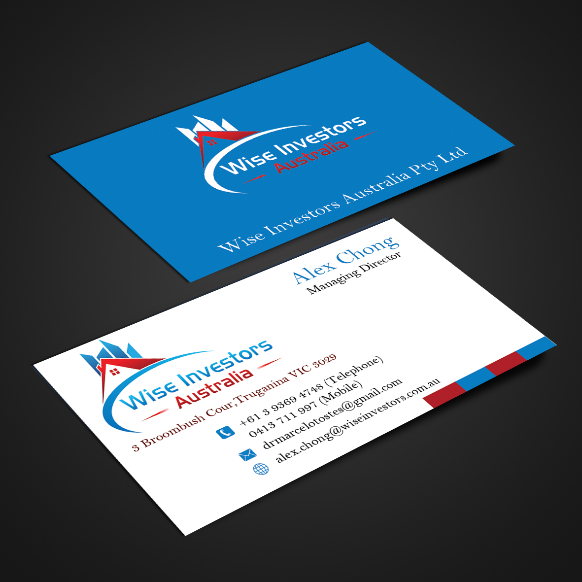 Business Card Design by Harshan for Wise Investors Australia Pty Ltd | Design #2341785