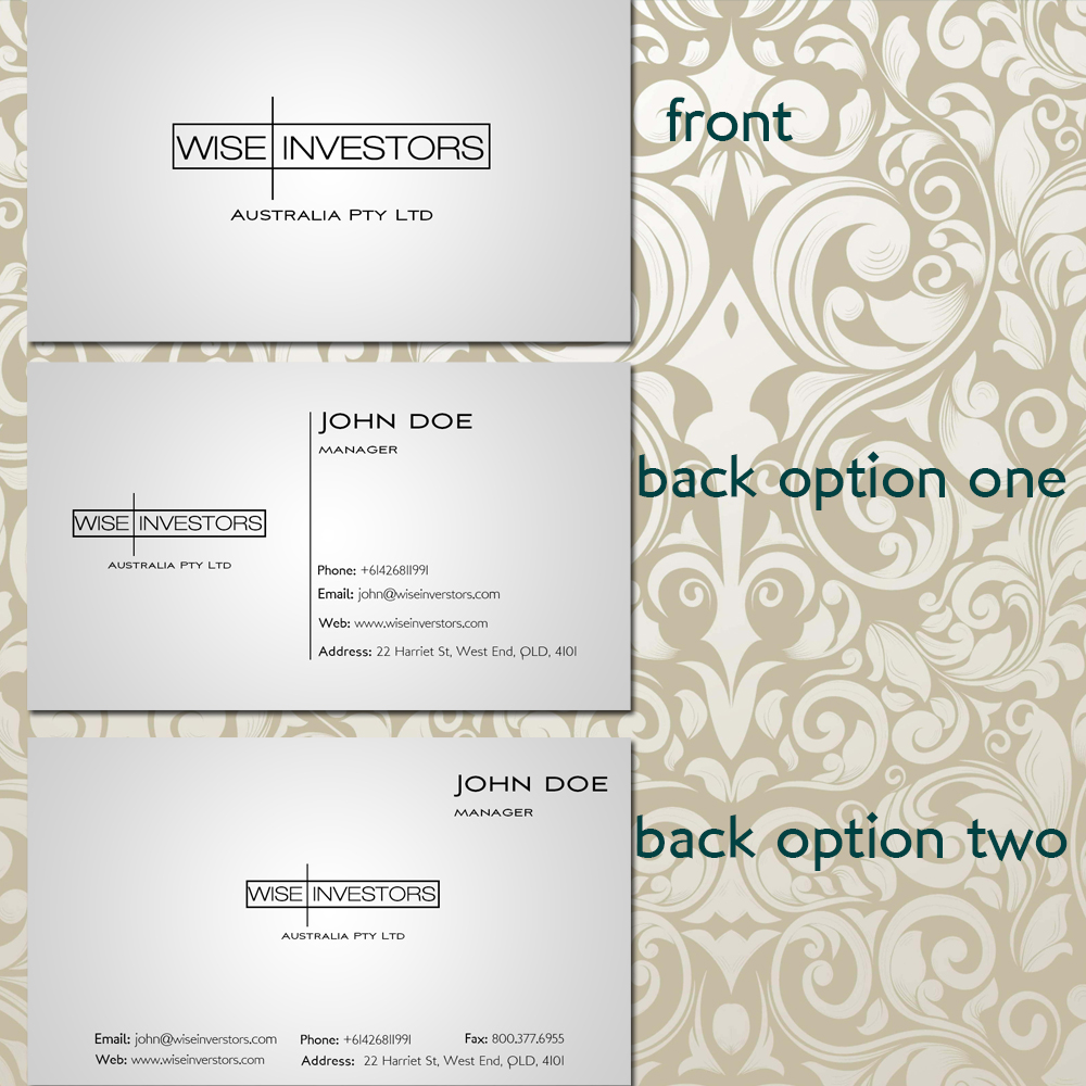 Business Card Design by junaid ahmad for Wise Investors Australia Pty Ltd | Design #2311983
