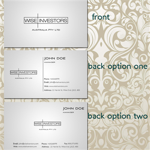 Diseño de Tarjeta de Presentación por junaid ahmad para Wise Investors Australia Pty Ltd | Diseño: #2311983