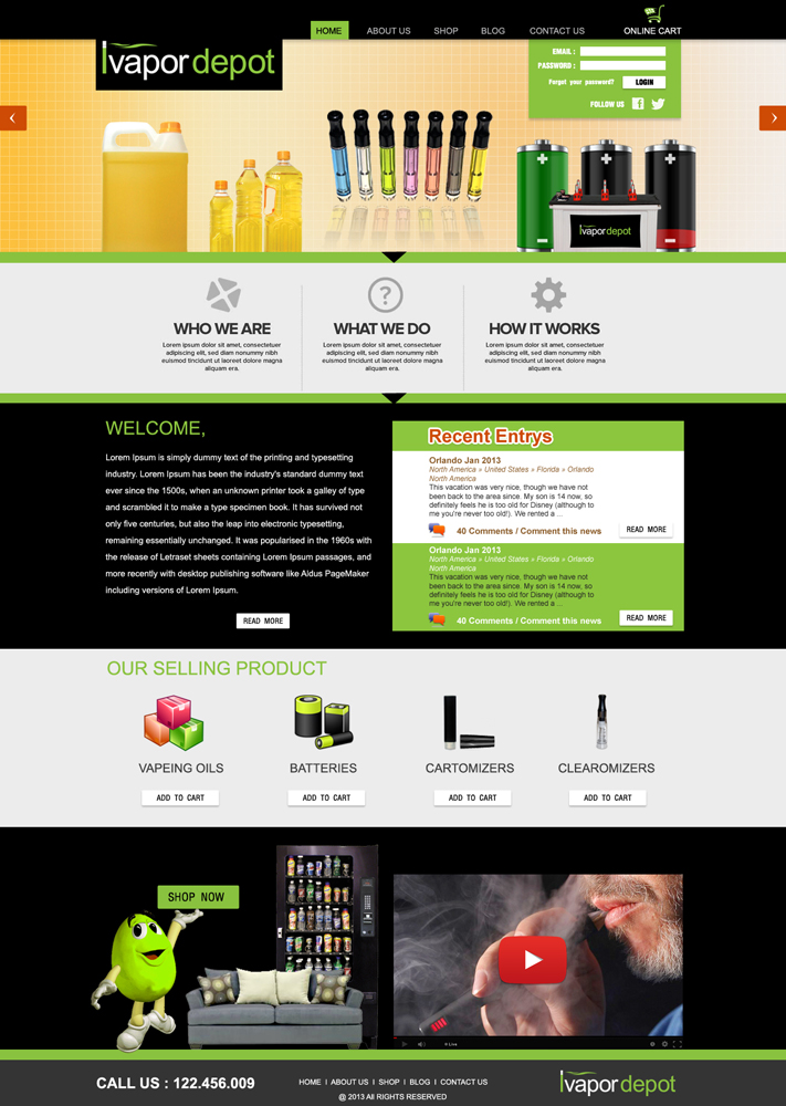 Web Design par Bright Star pour IVapor Depot | Design #2443998