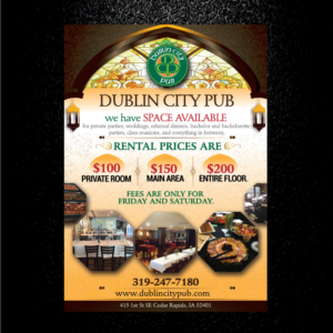 Brochure Design by uk for Dublin City Pub | Design: #11380024