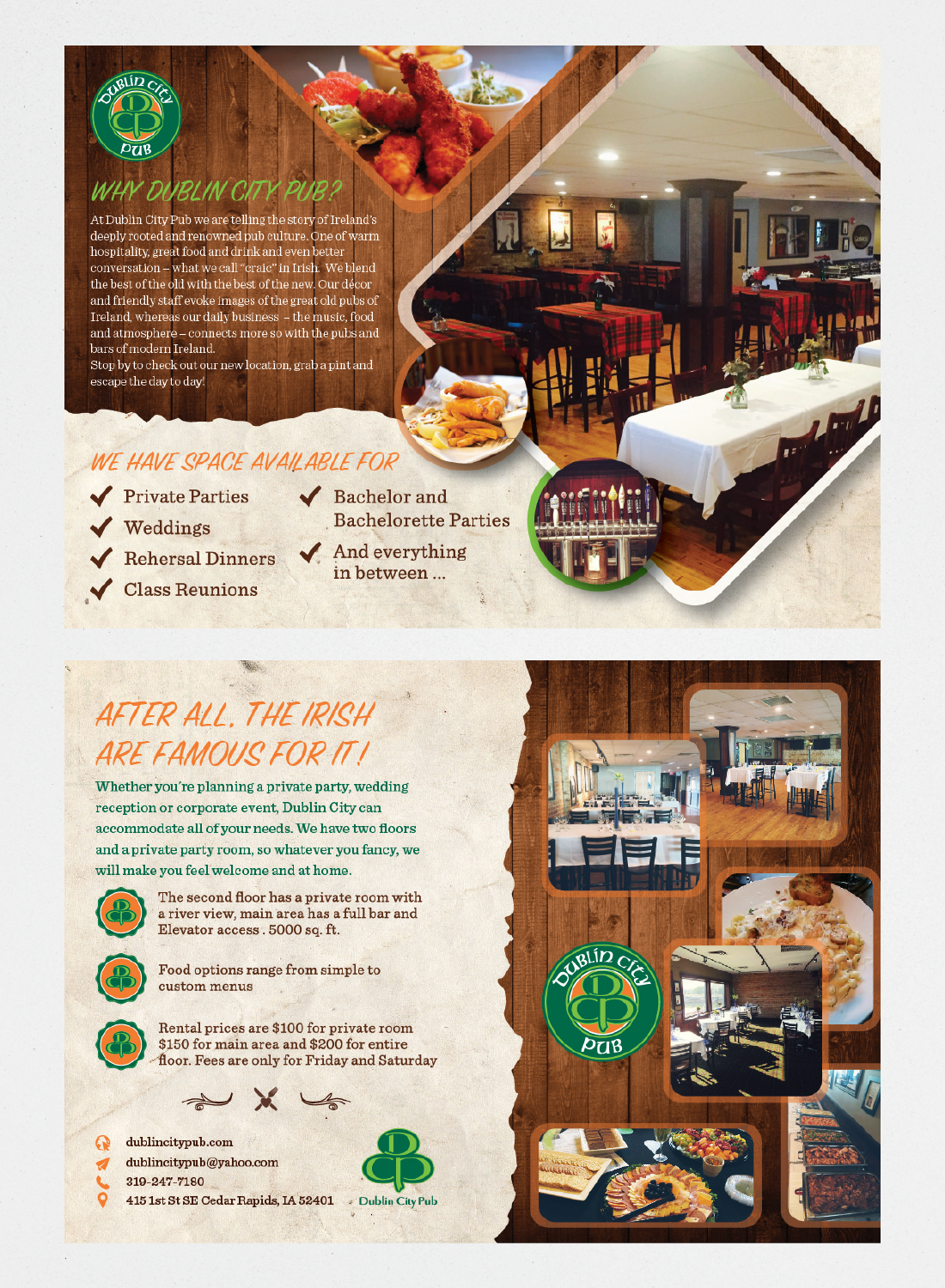 Diseño de Brochure por turtle.des para Dublin City Pub | Diseño #11407525