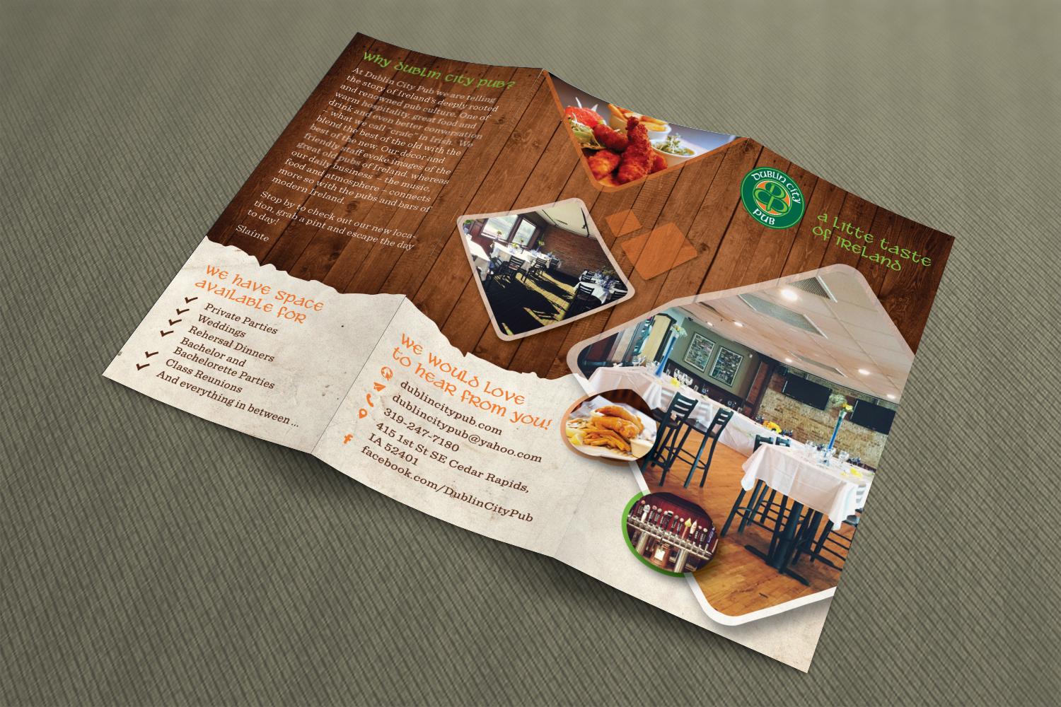 Broschüren-Design von turtle.des für Dublin City Pub | Design #11454878