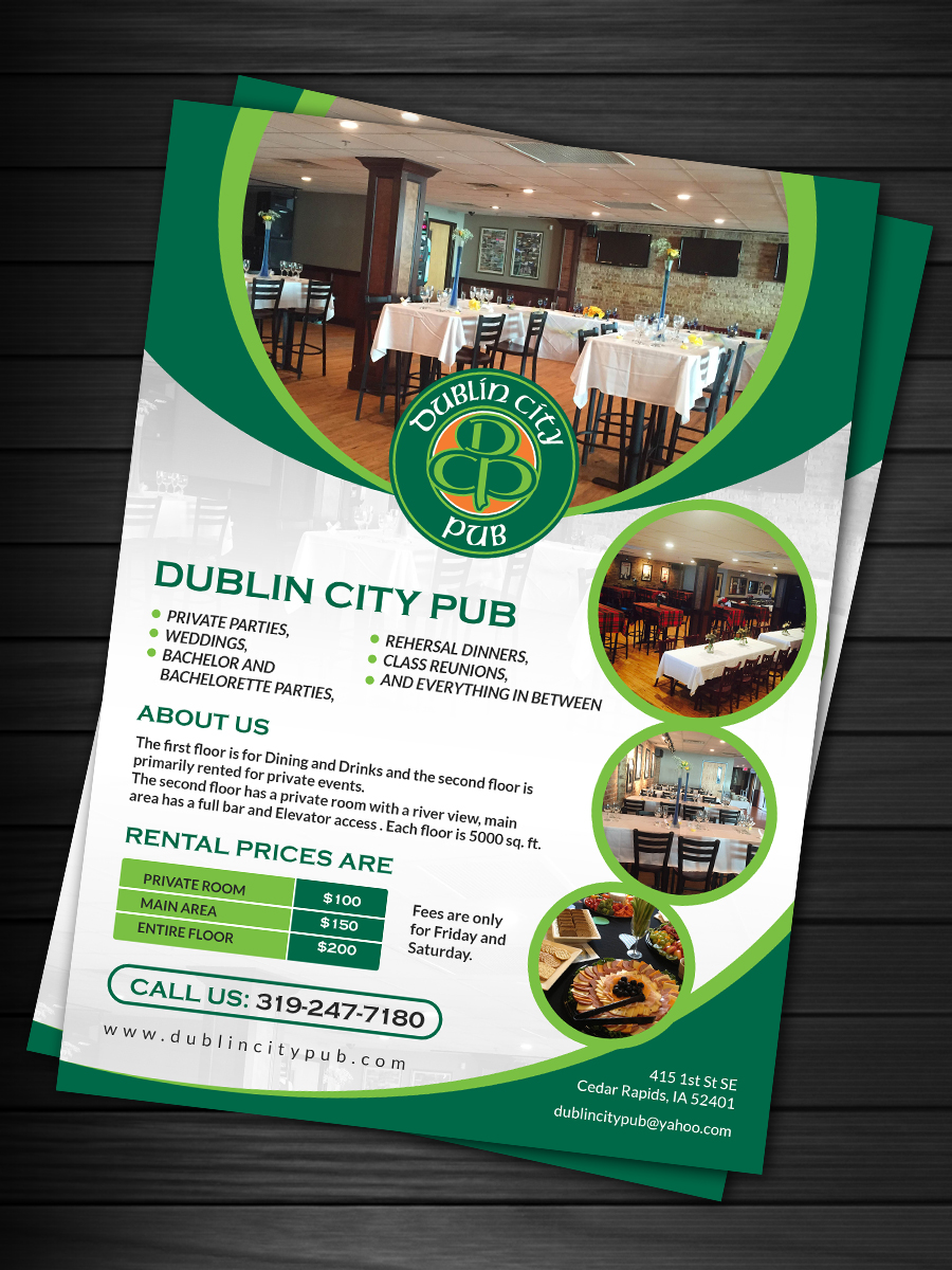 Brochure Design by Deepak_9_Malhotra for Dublin City Pub | Design #11393993