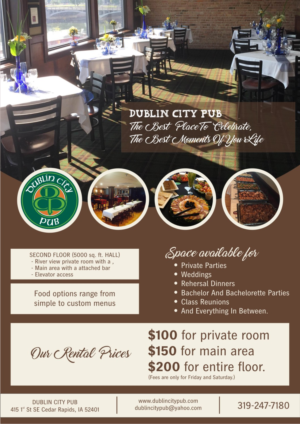 Brochure Design by vasanth6960 for Dublin City Pub | Design: #11378750