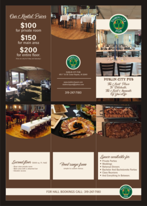 Brochure Design by vasanth6960 for Dublin City Pub | Design: #11424618