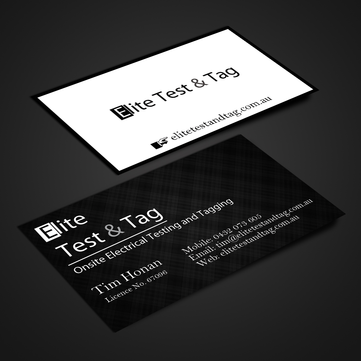 Business Card Design by Harshan for Elite Test and Tag | Design #2337627