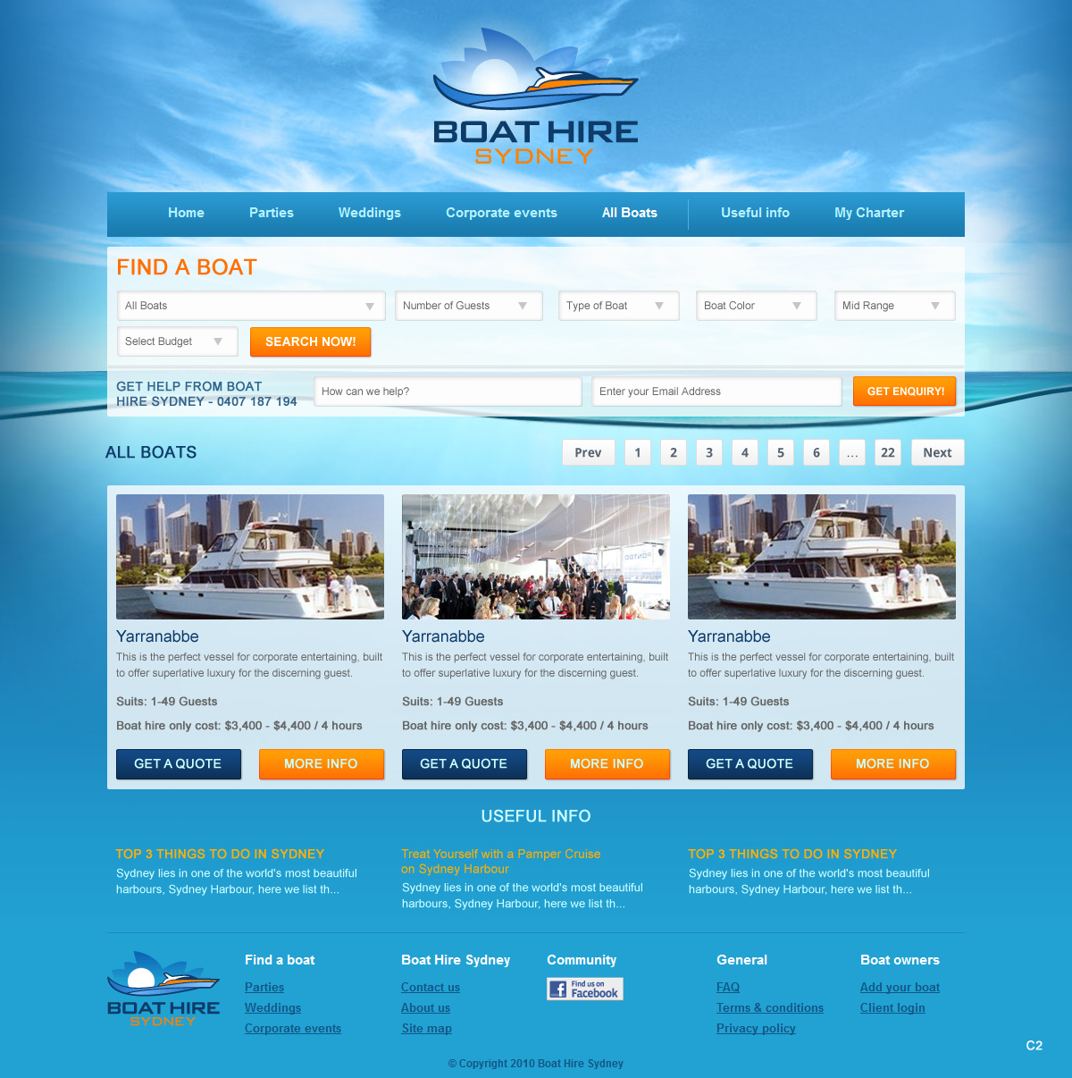 Web Design by pb for BHS Boat Hire Sydney | Design #2340083