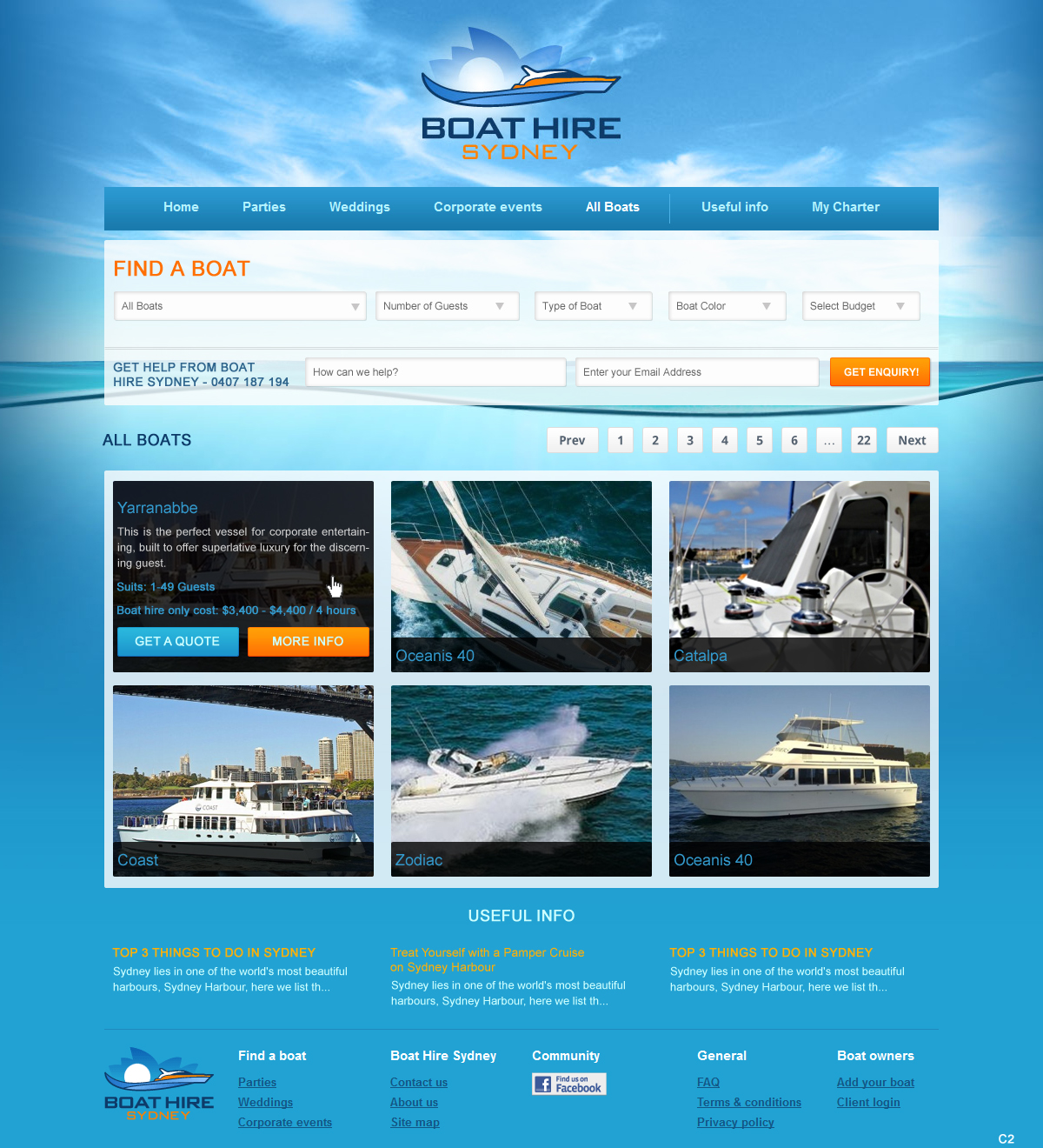 Diseño Web por pb para BHS Boat Hire Sydney | Diseño #2346010