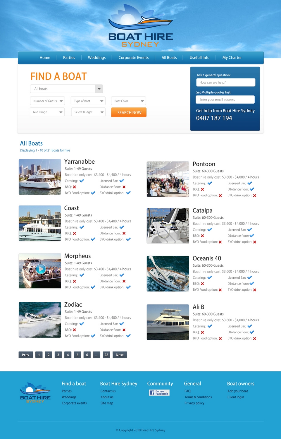 Web Design by pb for BHS Boat Hire Sydney | Design #2346011