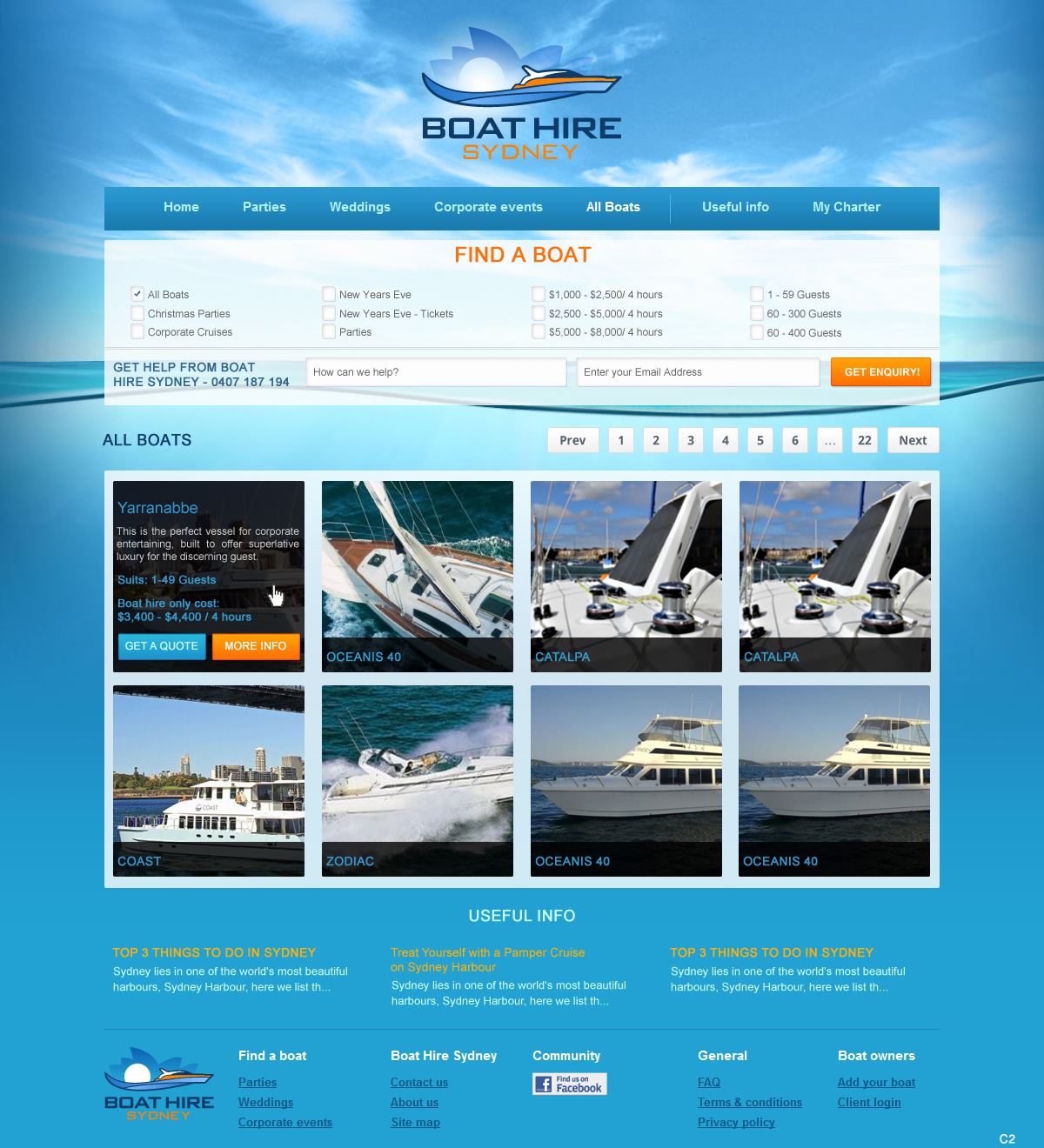 Web Design by pb for BHS Boat Hire Sydney | Design #2387331