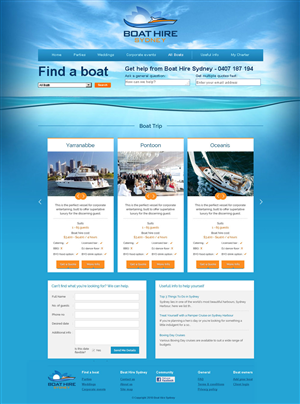 Web Design by UniqueDesignz for BHS Boat Hire Sydney | Design: #2399357