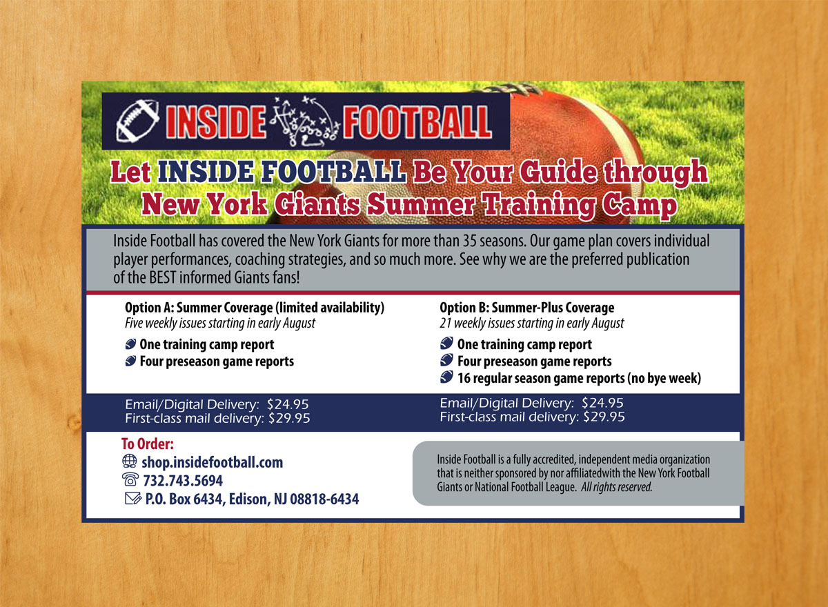 Postkarten-Design von Venus L. Penaflor für Inside Football LLC | Design #11385740