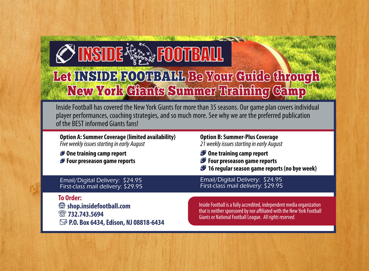 Postkarten-Design von Venus L. Penaflor für Inside Football LLC | Design #11388178