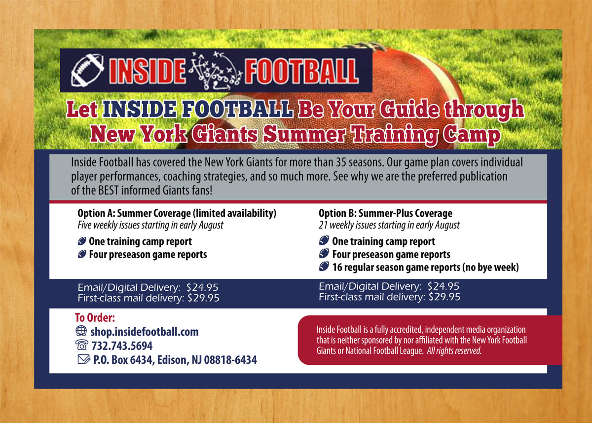 Postkarten-Design von Venus L. Penaflor für Inside Football LLC | Design #11393140