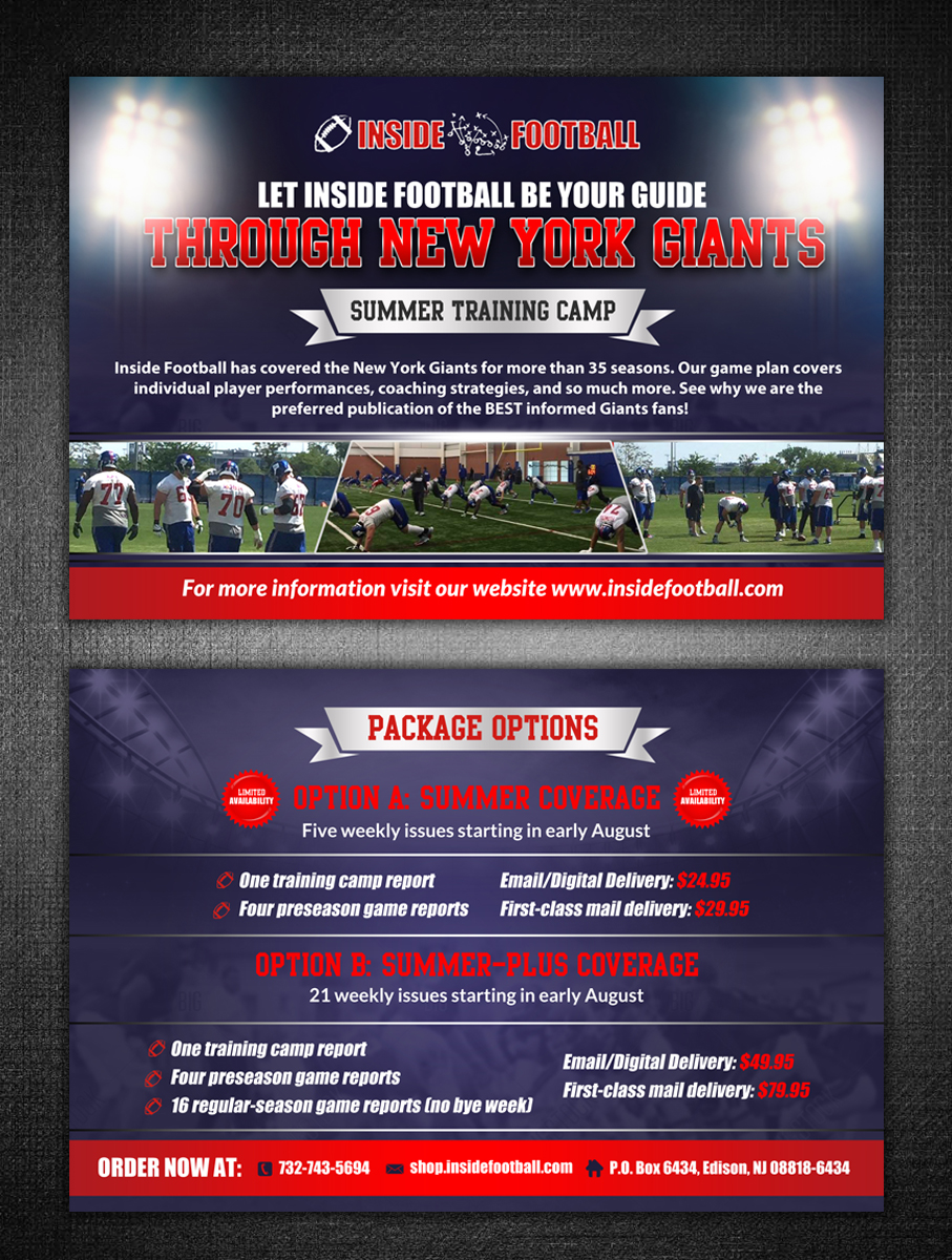 Diseño de Postal por debdesign para Inside Football LLC | Diseño #11404254