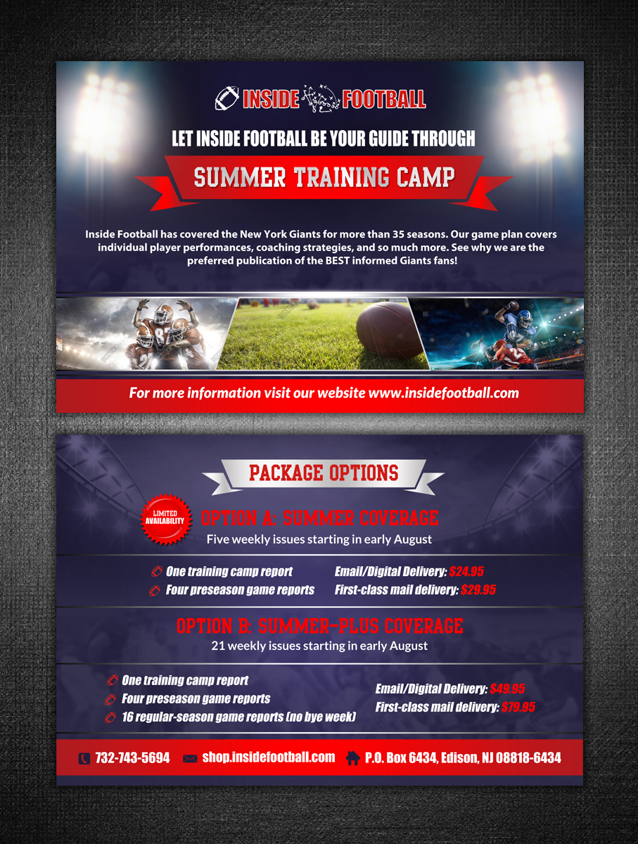Postkarten-Design von debdesign für Inside Football LLC | Design #11411362
