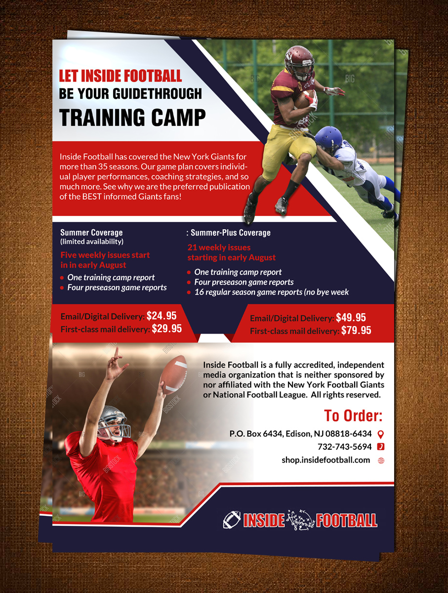 Design de Carte Postale par creative.bugs pour Inside Football LLC | Design #11411159