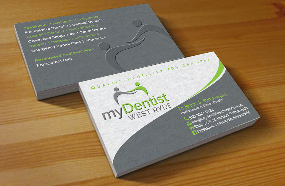 Business Card Design by Hardcore Design for myDentist West Ryde | Design #11446589
