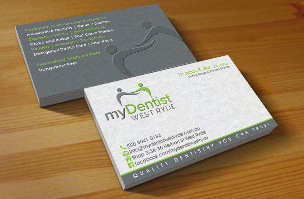Business Card Design by Hardcore Design for myDentist West Ryde | Design #11446590