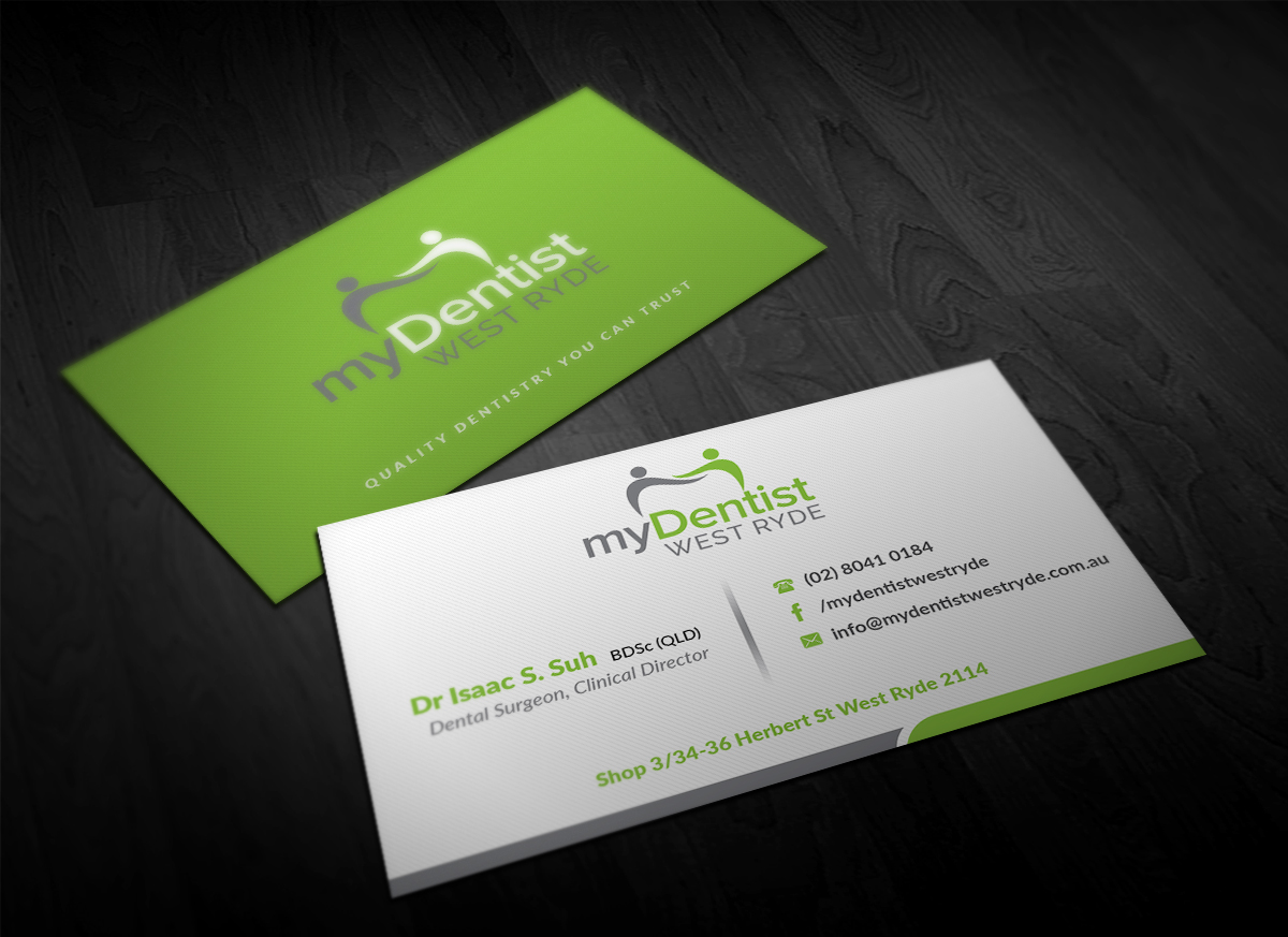 Business Card Design by Pointless Pixels India for myDentist West Ryde | Design #11392680