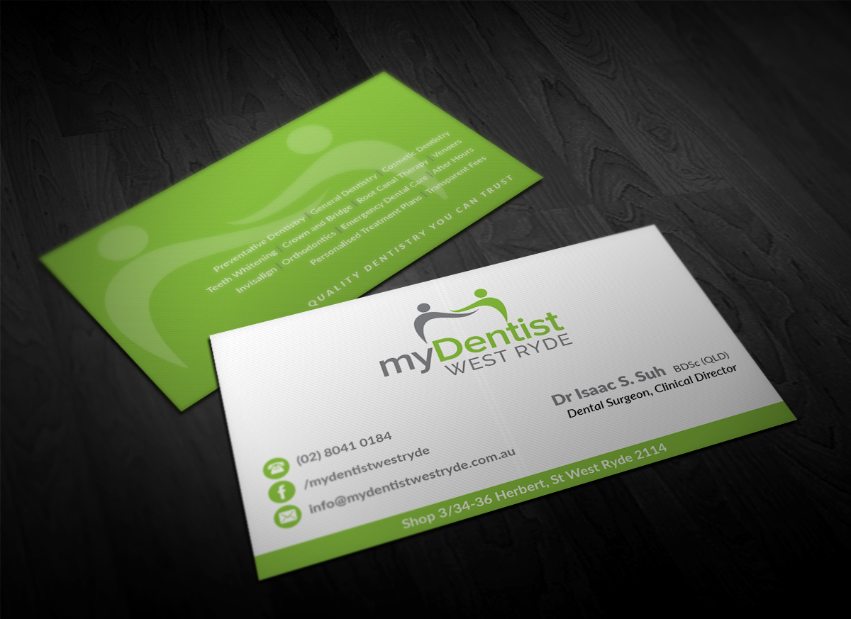 Business Card Design by Pointless Pixels India for myDentist West Ryde | Design #11393022