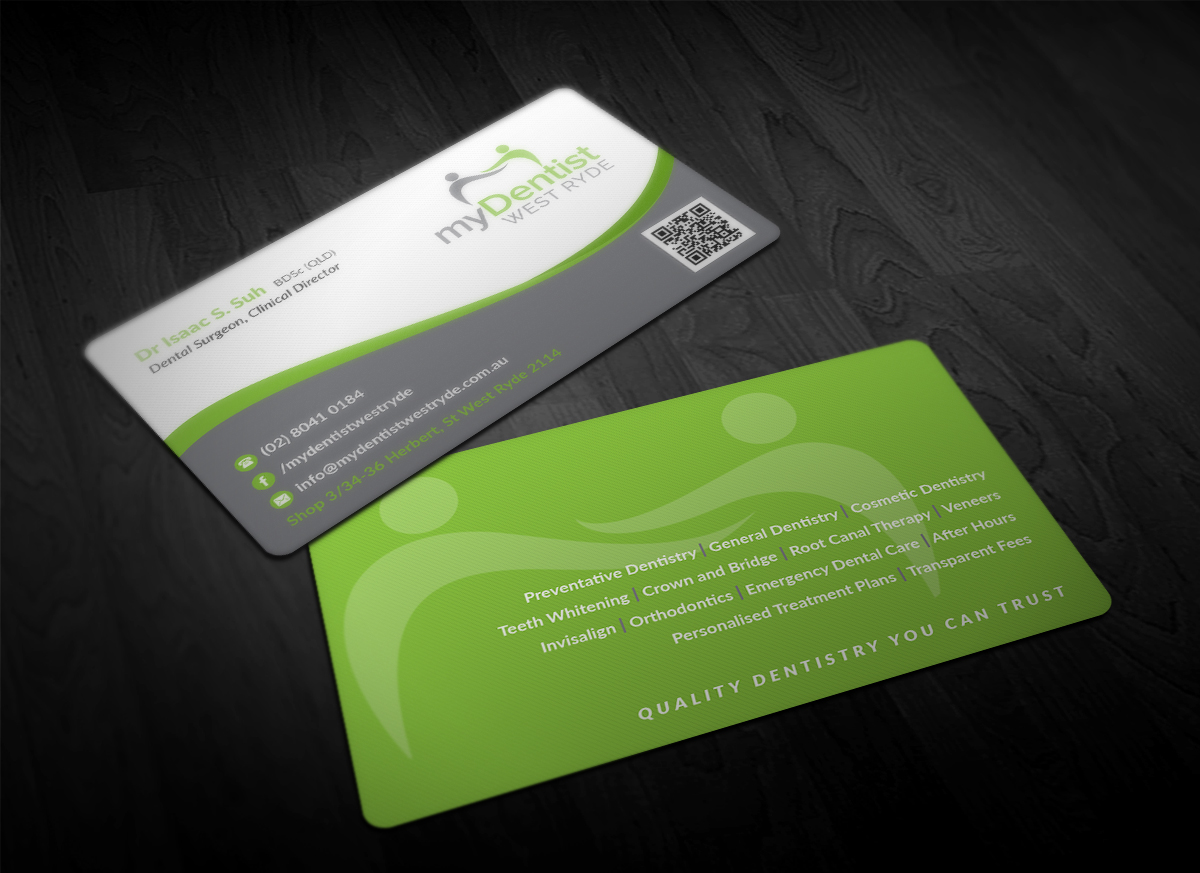 Business Card Design by Pointless Pixels India for myDentist West Ryde | Design #11396610