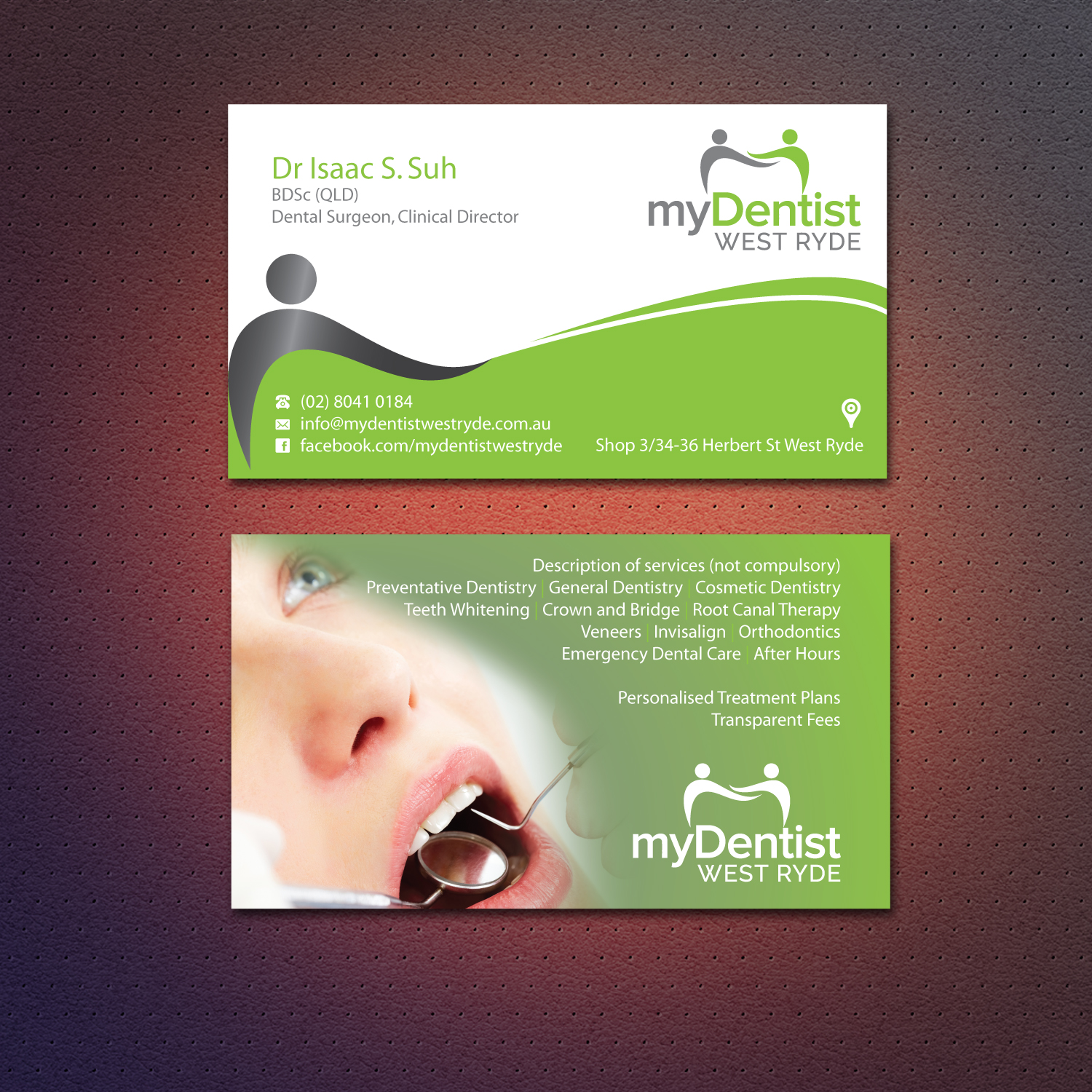 Visitenkarten-Design von Dezero für myDentist West Ryde | Design #11429877
