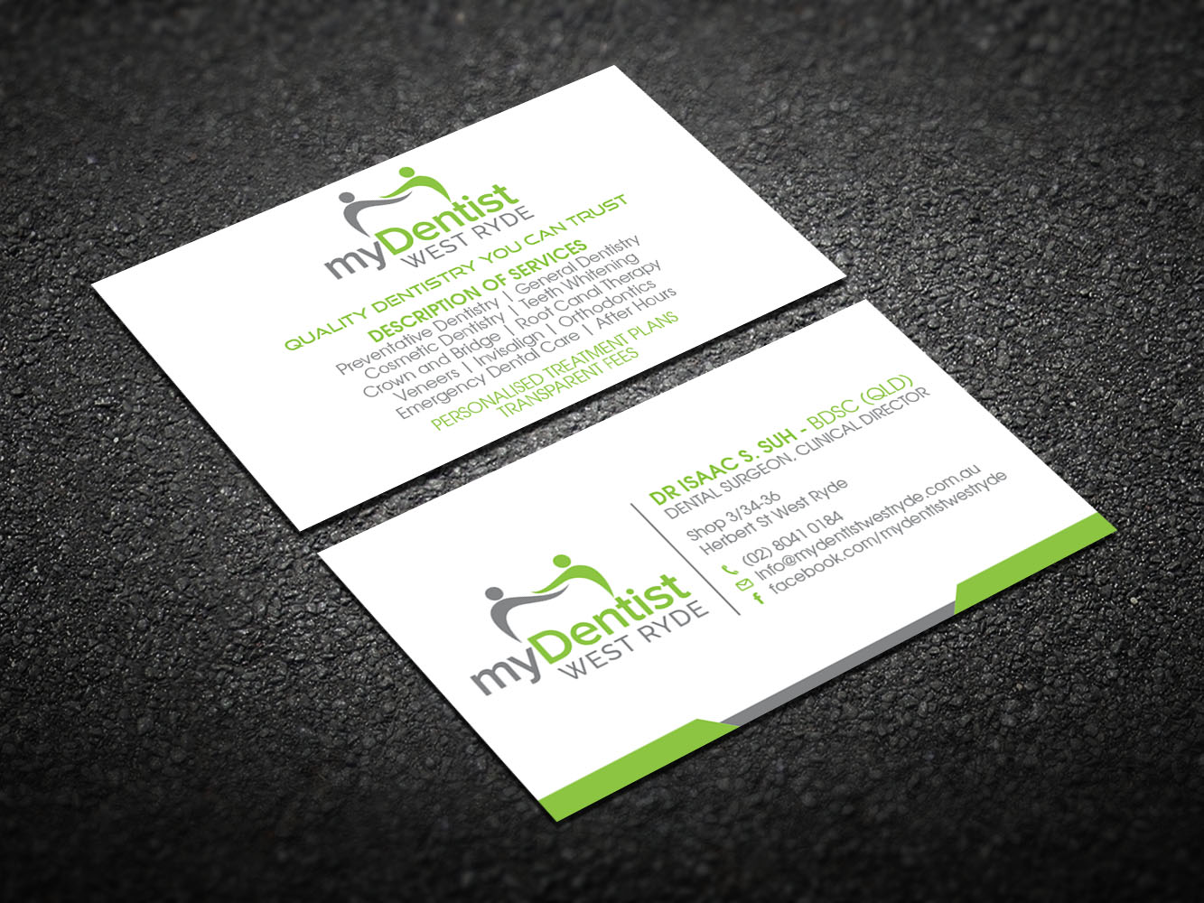 Business Card Design by Verified artistry (Design garden) for myDentist West Ryde | Design #11394683