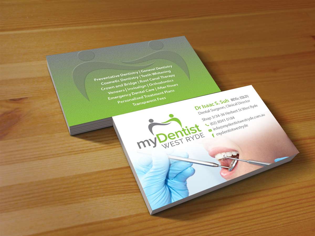 Business Card Design by Creations Box 2015 for myDentist West Ryde | Design #11396034