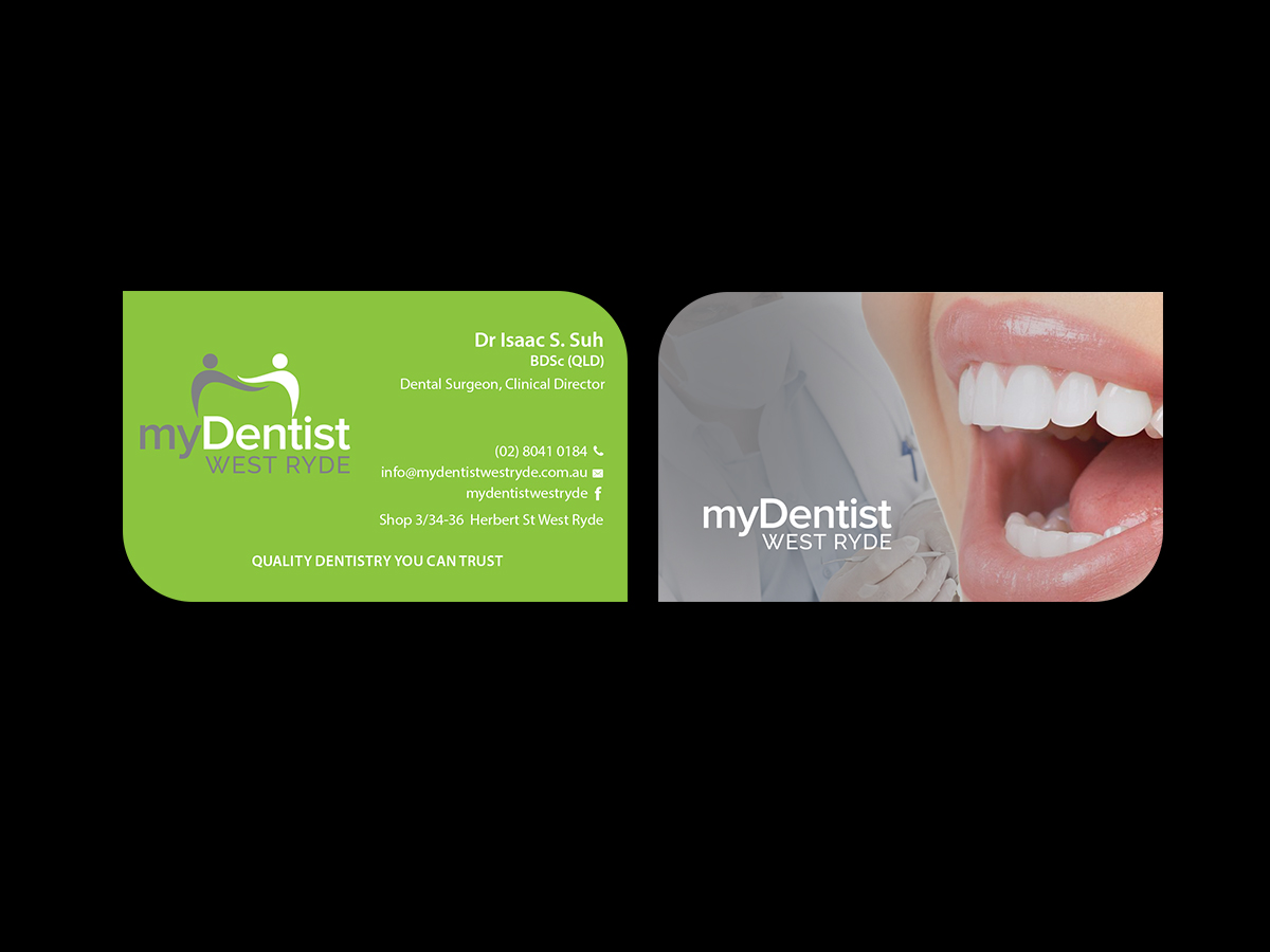 Business Card Design by Creations Box 2015 for myDentist West Ryde | Design #11396039